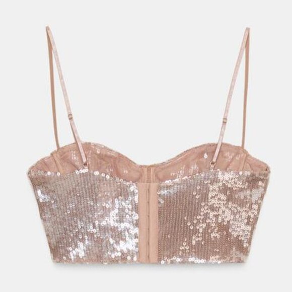 ZARA SEQUIN BRALETTE TOP - Picture 2 of 6